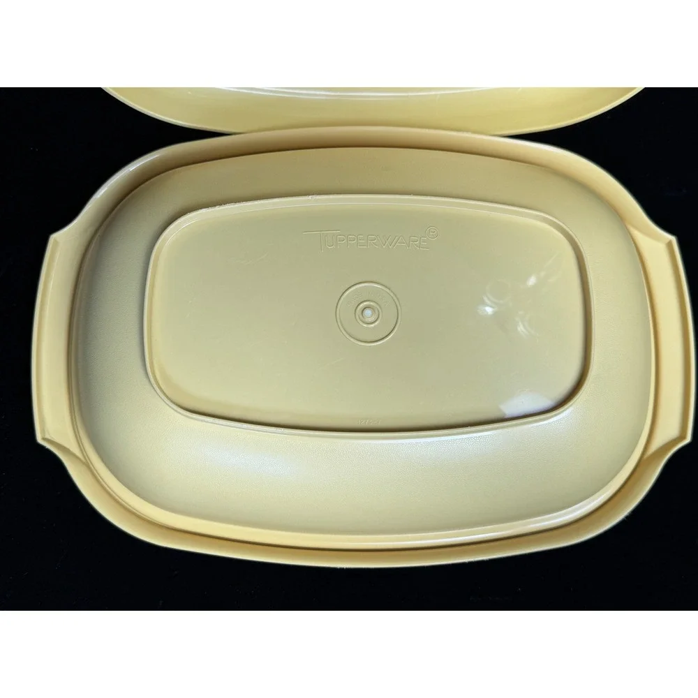 Vintage Tupperware: Microwave Roaster, Harvest Yellow, 2 Piece Set, USA Made
